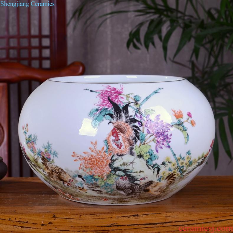 Large vase large hand-painted porcelain of jingdezhen ceramics new Chinese style household living room TV cabinet decoration