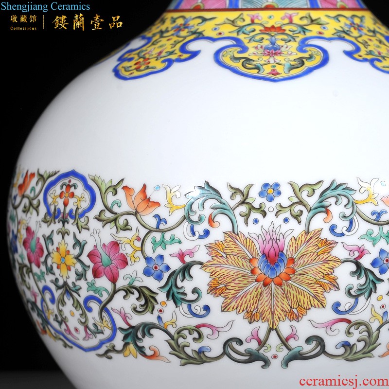 Jingdezhen imperial kiln chinaware imitation qing yongzheng bucket color picking flowers plum bottle collection sitting room adornment home furnishing articles