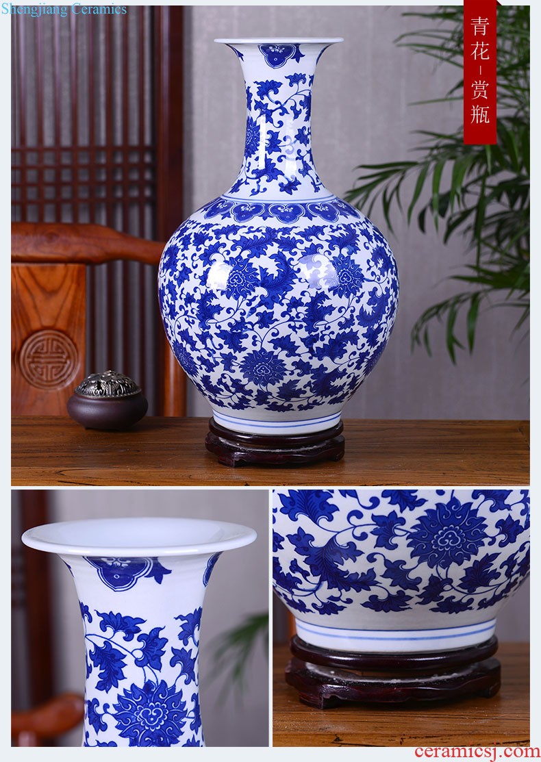 Jingdezhen ceramics of large vase furnishing articles large sitting room of Chinese style household adornment hand-painted porcelain arranging flowers