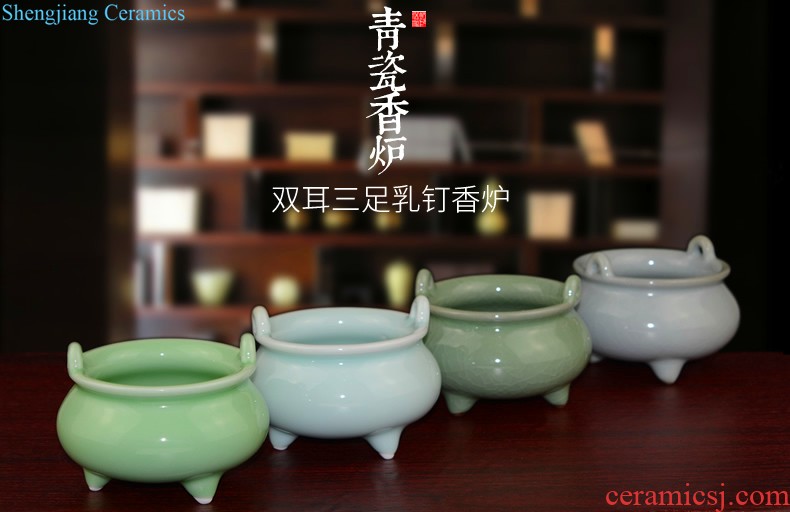 Jingdezhen ceramic smoked incense burner aromatherapy furnace large ancient longquan celadon tower joss stick for the Buddha temple supplies