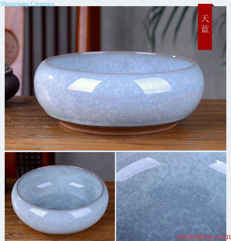 Hong xuan Jingdezhen ceramics Snow water shallow goldfish turtle cylinder narcissus basin Modern classic home furnishing articles