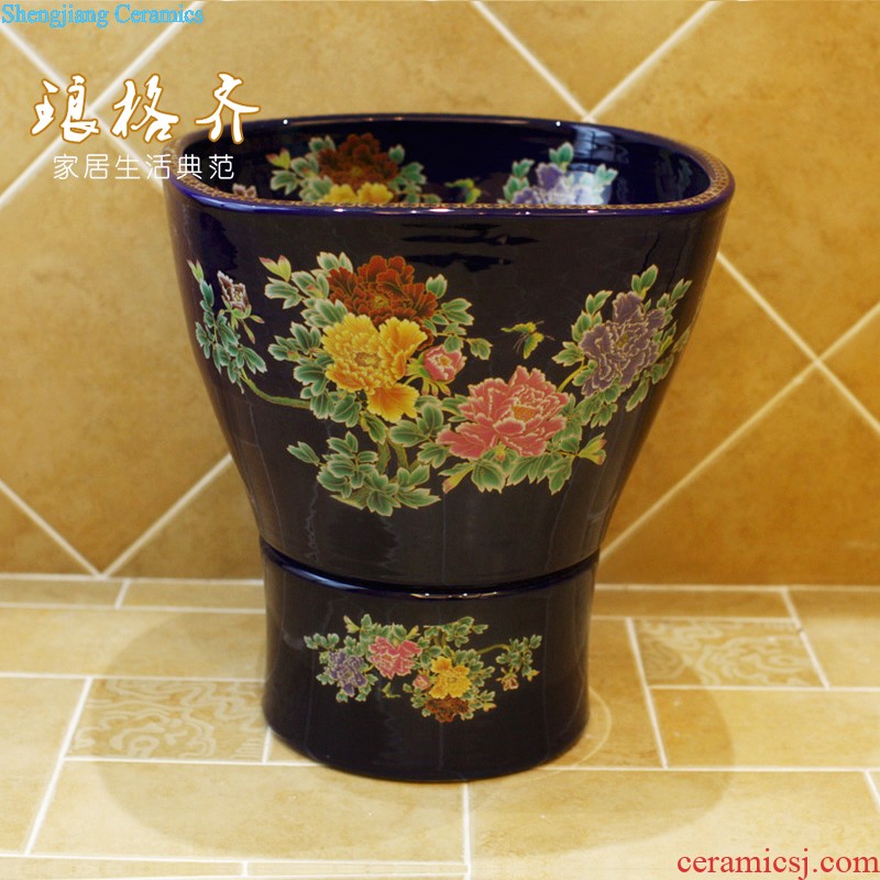 Koh larn, qi ceramic sanitary ware of toilet stage basin sink toilet lavatory basin hand-painted plum blossom