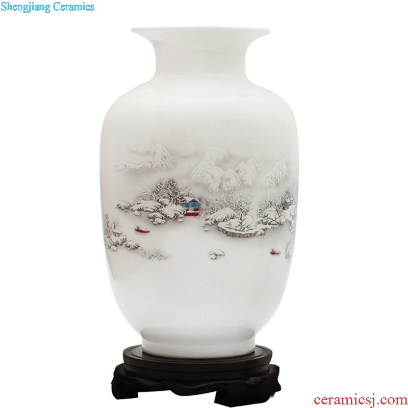 Jingdezhen ceramics three-piece floret bottle of Chinese style household living room TV cabinet decoration crafts are arranging flowers