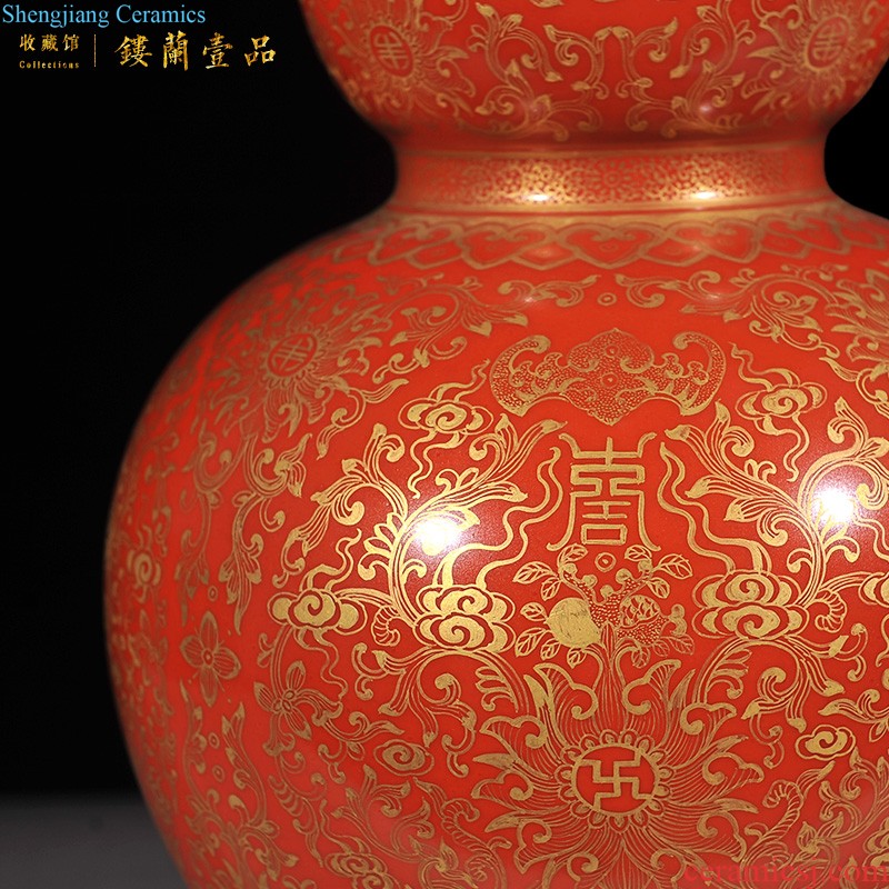 Jingdezhen imperial kiln chinaware imitation qing qianlong pastel alum red colour collection of celestial vase sitting room adornment furnishing articles