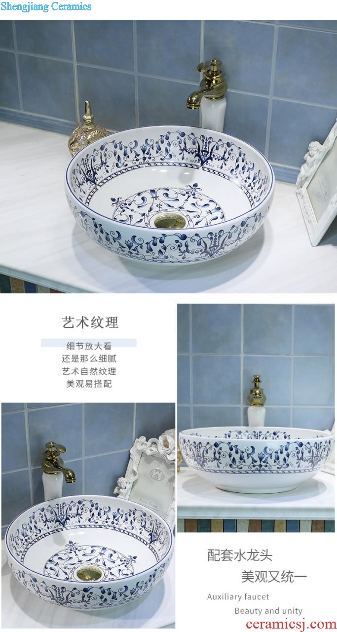 Basin of Chinese style on the sink on the ceramic lavatory square personality and artistic basin waist drum basin restoring ancient ways