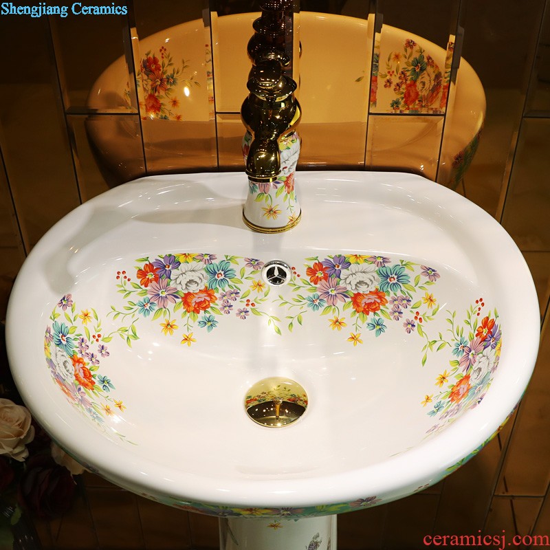 Gold cellnique ceramics pillar sink basin one-piece basin floor art garden sinks pillar