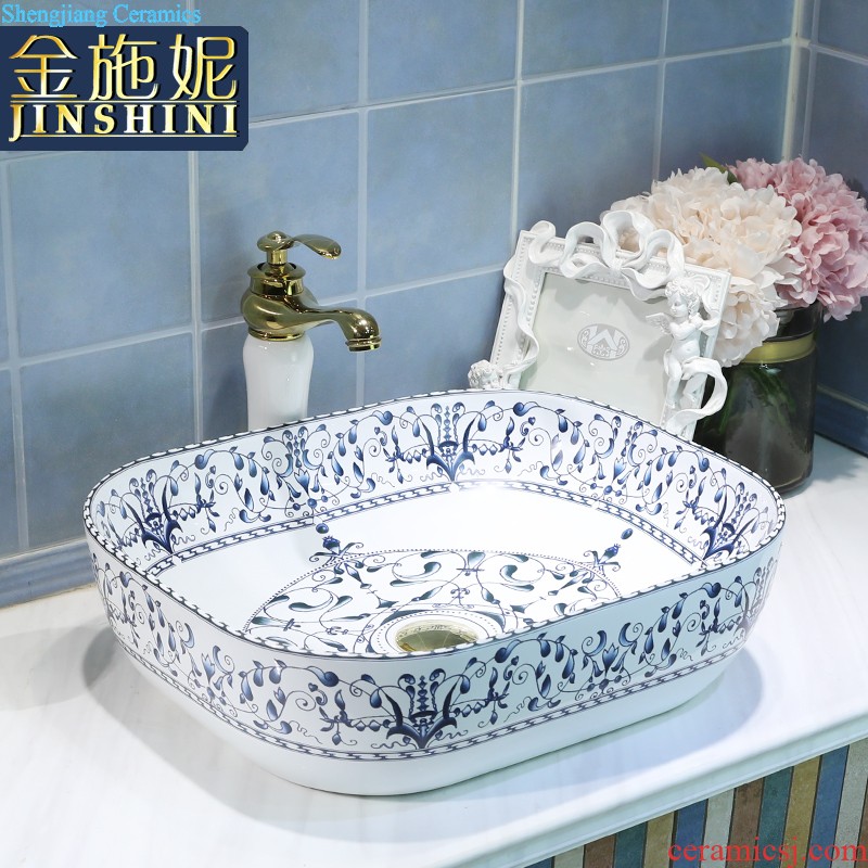 Basin of Chinese style on the sink on the ceramic lavatory square personality and artistic basin waist drum basin restoring ancient ways