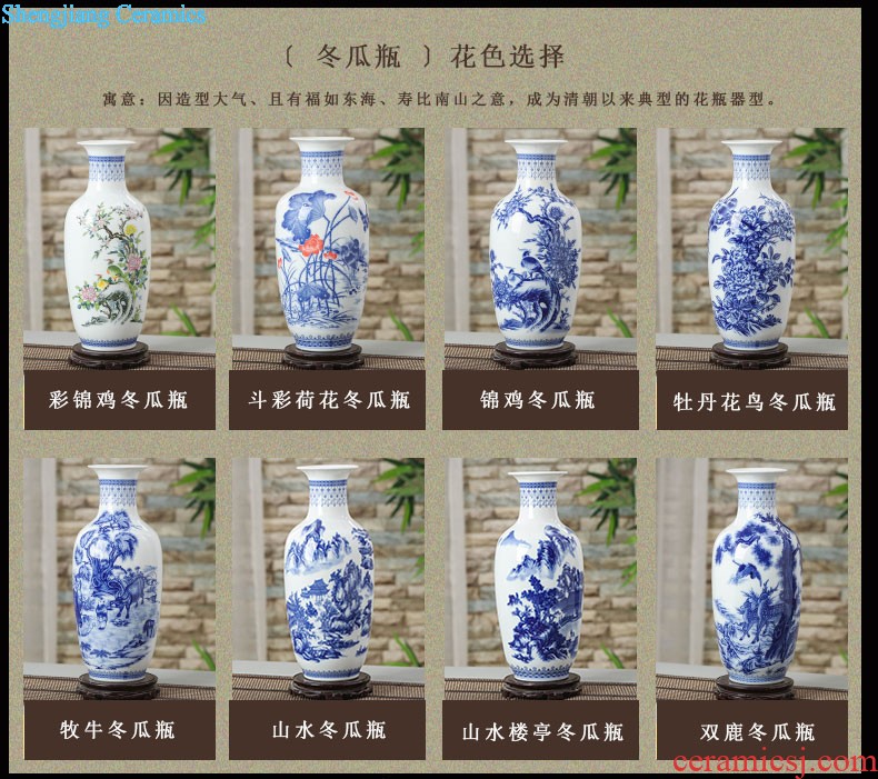 Hand-painted lotus rhyme blue and white porcelain of jingdezhen ceramics floret bottle of flower arrangement Modern home furnishing articles