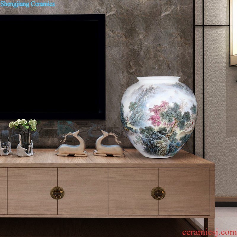 Jingdezhen ceramics vases, flower arranging hand-painted sabingga sukdun dergici jimbi New Chinese style living room place TV ark adornment