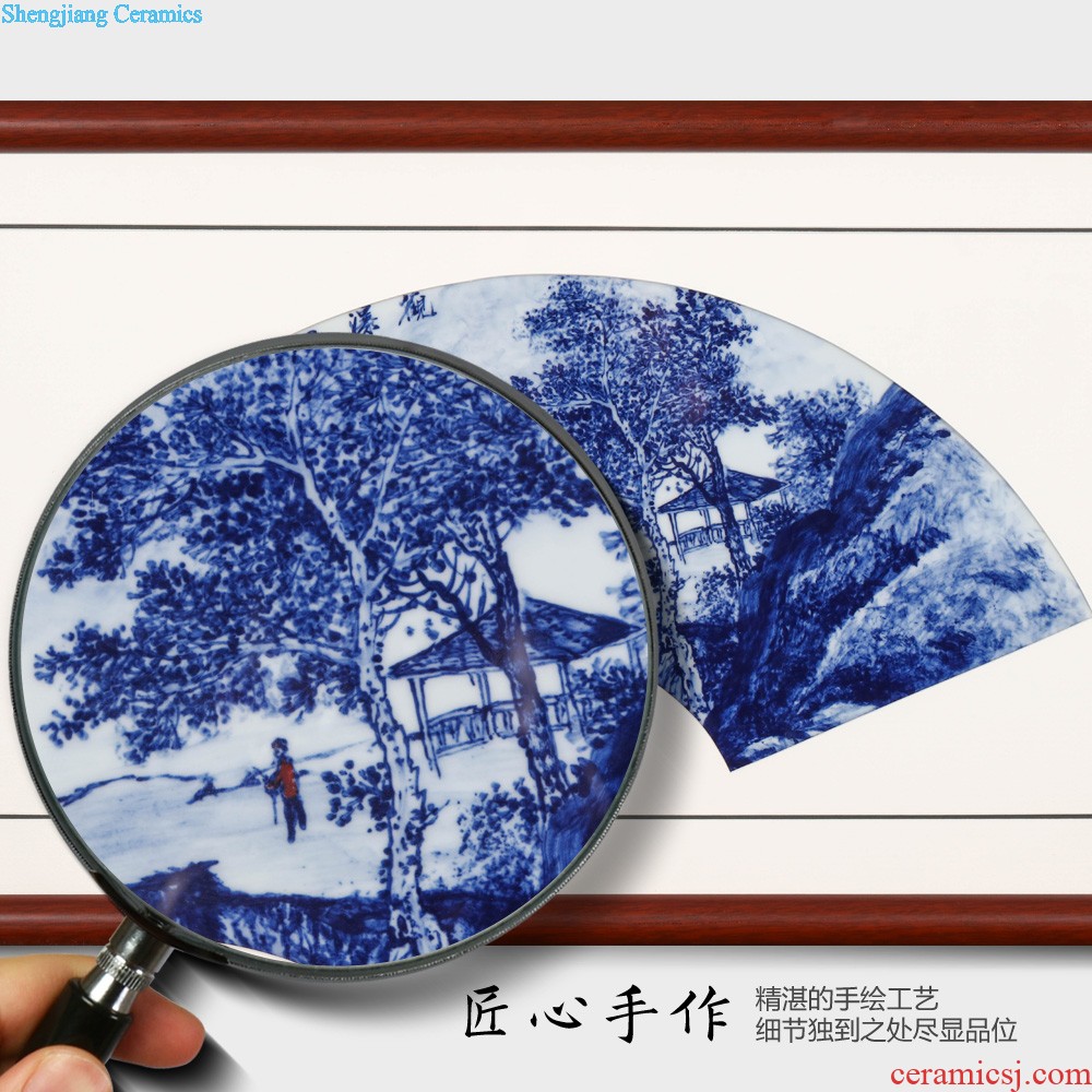 Jingdezhen ceramics Chinese style household porcelain plate painting the living room sofa setting wall adornment corridor corridor murals