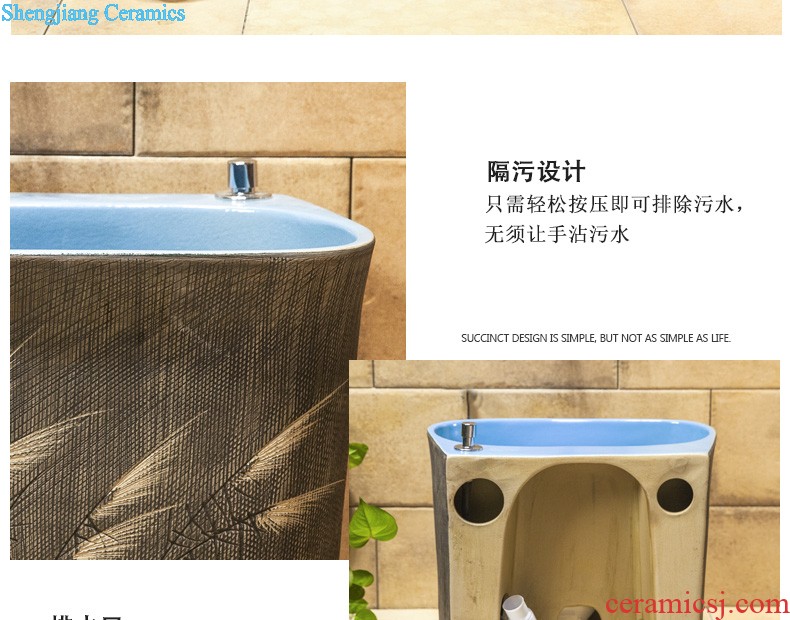 Koh larn, neat hand-drawn square stage basin ceramic lavabo art of the basin that wash a face basin sinks green lotus