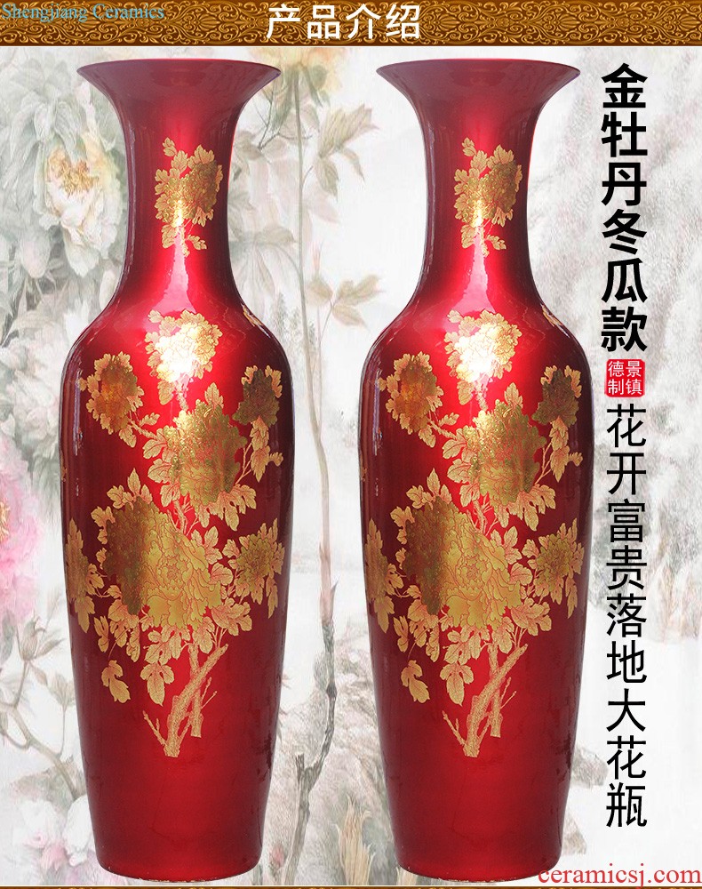 Jingdezhen ceramics red large vases, flower arranging Chinese style household adornment handicraft furnishing articles large living room