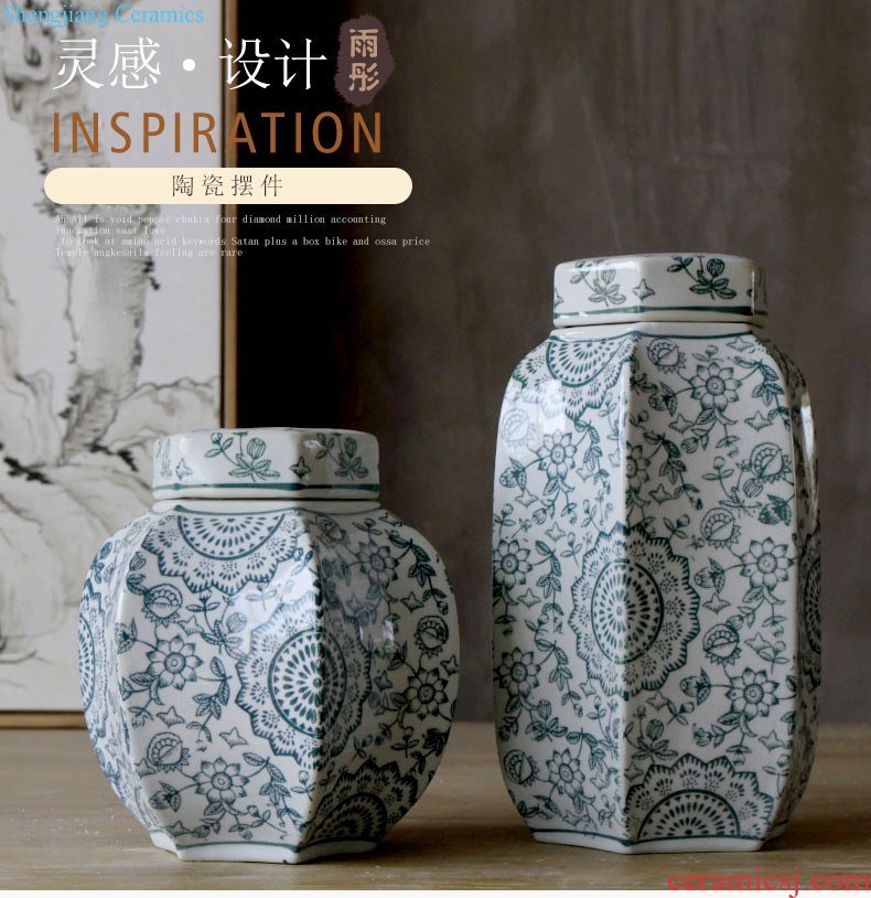 Rain tong home | jingdezhen ceramics european-style six edge ceramic pot home sitting room porch home furnishing articles