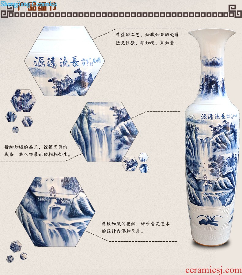 Gu wind 052 jingdezhen blue and white hand painting Opening ceremony/1.8 meters 2.2 meters antique vase