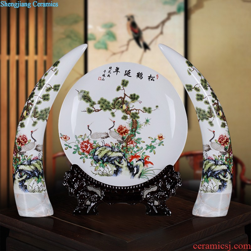 Jingdezhen ceramic hand-painted porcelain plate of blue and white porcelain painting the living room of Chinese style household porch setting wall mural hang a picture