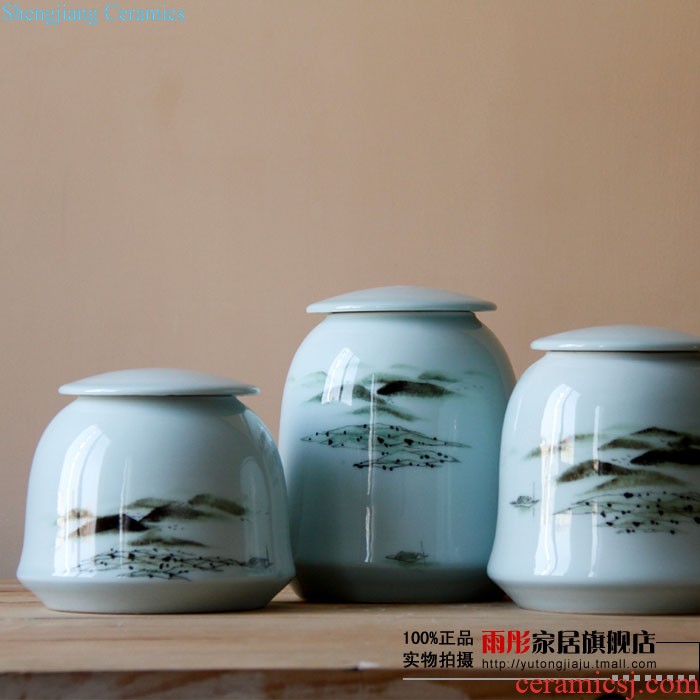 Rain tong home | jingdezhen ceramics European paint long round cans ceramic pot home sitting room porch house furnishing articles