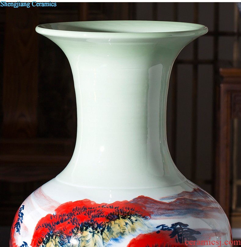 Jingdezhen ceramics hand-painted quiver big vase furnishing articles sitting room floor decoration painting scroll cylinder decoration