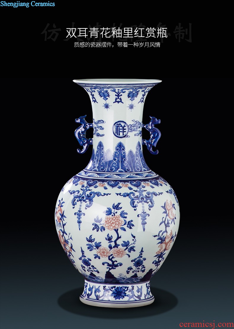 Famous master of jingdezhen ceramics hand-painted vases, flower arranging is lotus rhyme Chinese style household adornment furnishing articles