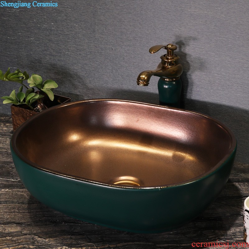 The stage basin of jingdezhen art disc pink square basin washing a face plate of literature and art ceramic toilet wash water basin