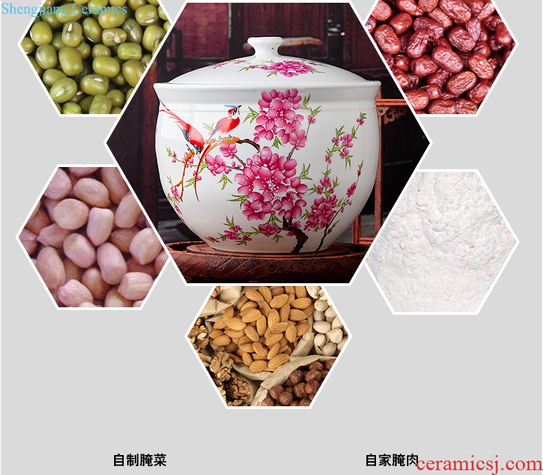 Merry jingdezhen porcelain ceramic barrel 10 jins 20 jins magnesium 2 ricer box pickles pickled meat jar with cover money-box