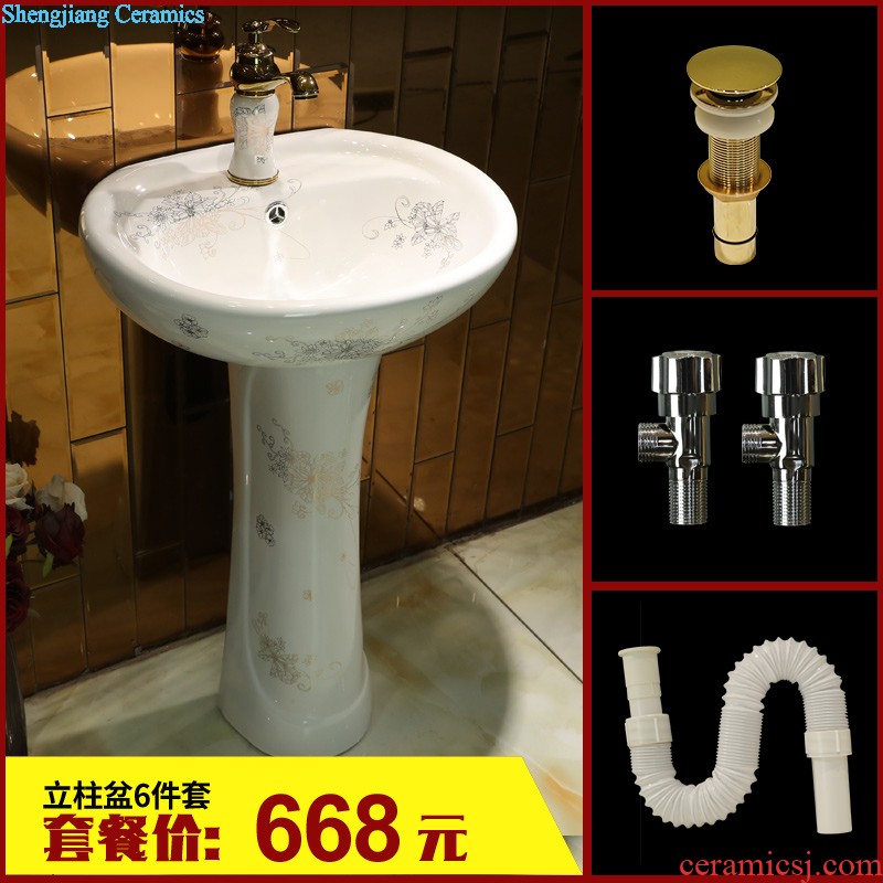 Gold cellnique pillar type lavatory ceramic floor integrated art basin toilet lavabo balcony