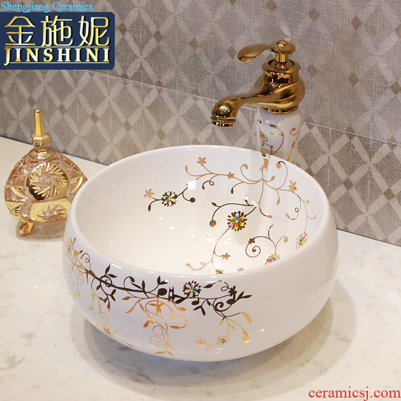 Gold cellnique stage basin circular jingdezhen ceramic lavatory toilet lavabo modern European sculpture gentoo