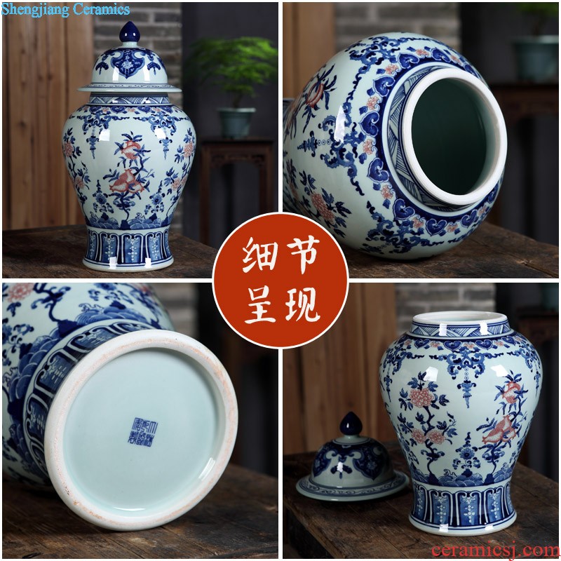 Jingdezhen ceramics antique landscape general pot of blue and white porcelain vase sitting room porch decoration of Chinese style household furnishing articles