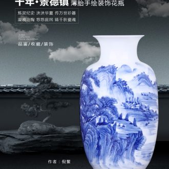 Jingdezhen ceramic Lrene hand-painted a heron of blue and white porcelain lotus vase flowers Vogue to live in the sitting room furnishing articles