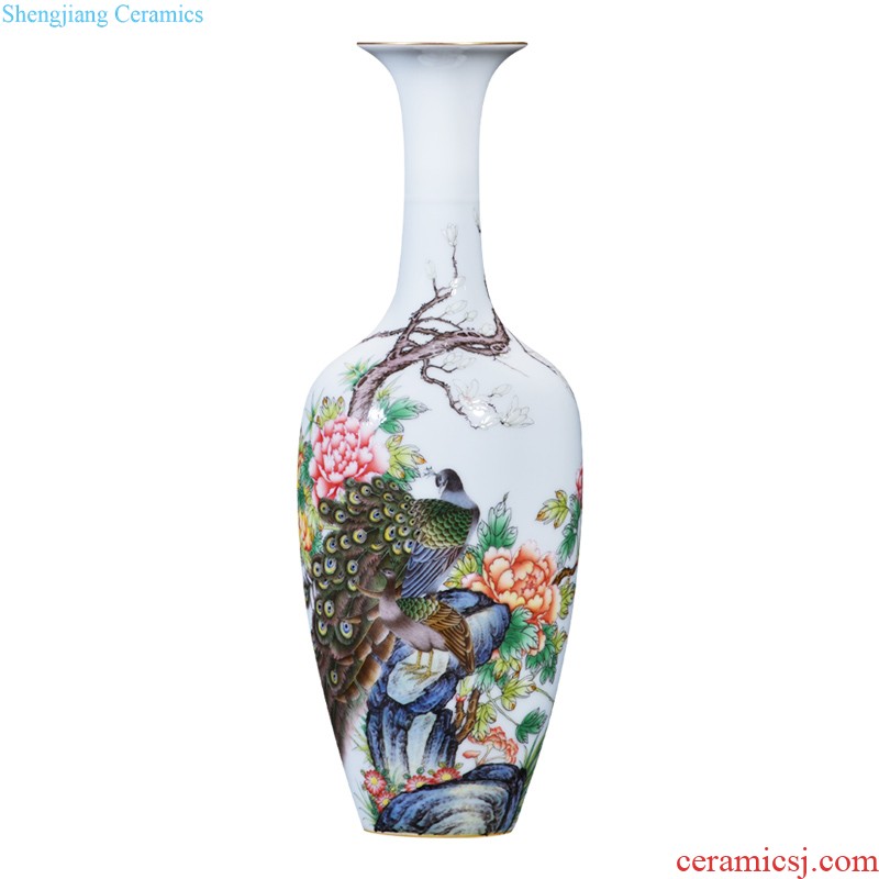 Jingdezhen ceramics by hand draw pastel landscape decoration large vases, new Chinese style living room home furnishing articles