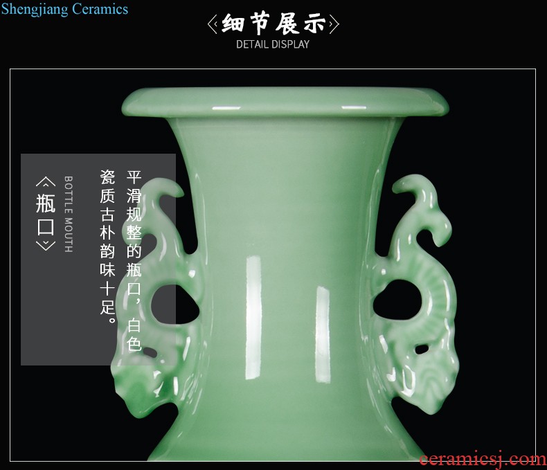 Jingdezhen ceramics three-piece vase furnishing articles flower arrangement of Chinese style porch decoration home decoration large living room