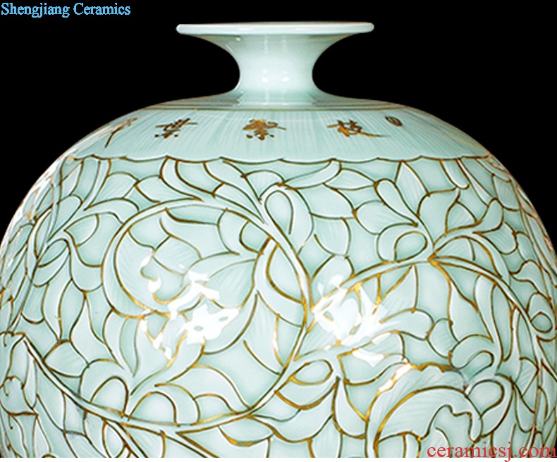 Jingdezhen ceramics hand-painted painting and calligraphy scrolls cylinder barrel large sitting room ground of blue and white porcelain vase calligraphy and painting to receive barrels