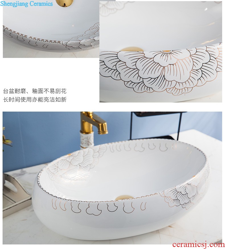 Post, qi more oval stage basin ceramic toilet lavabo that defend bath lavatory art uncluttered golden flower