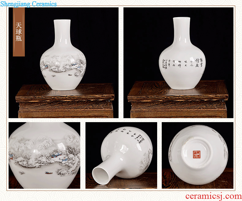 Jingdezhen ceramics three-piece floret bottle of Chinese style household living room TV cabinet decoration crafts are arranging flowers