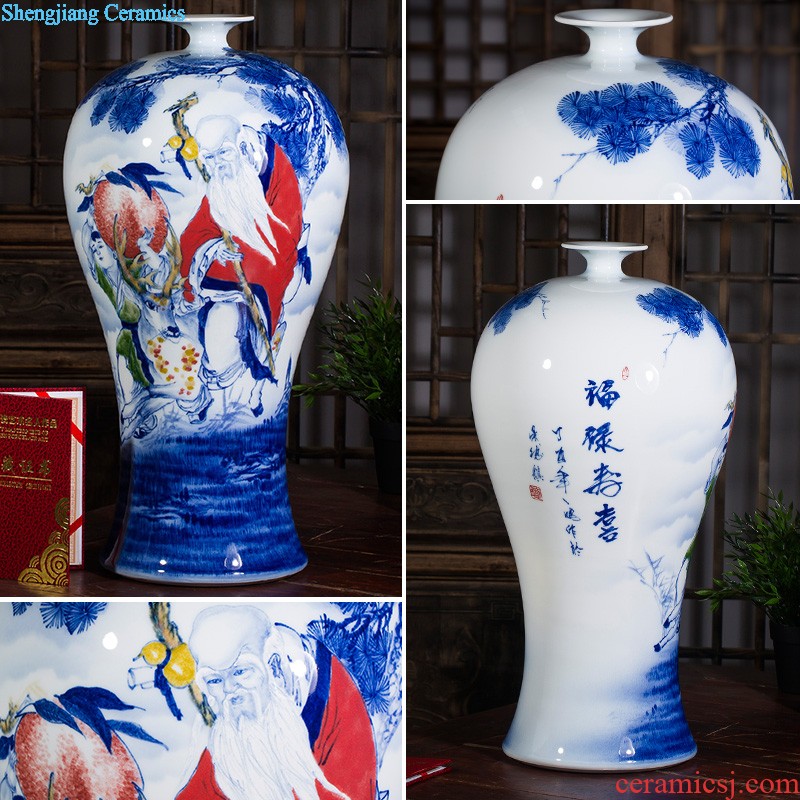 Jingdezhen ceramics Chinese antique hand-painted flower vase household porch rich ancient frame sitting room adornment is placed