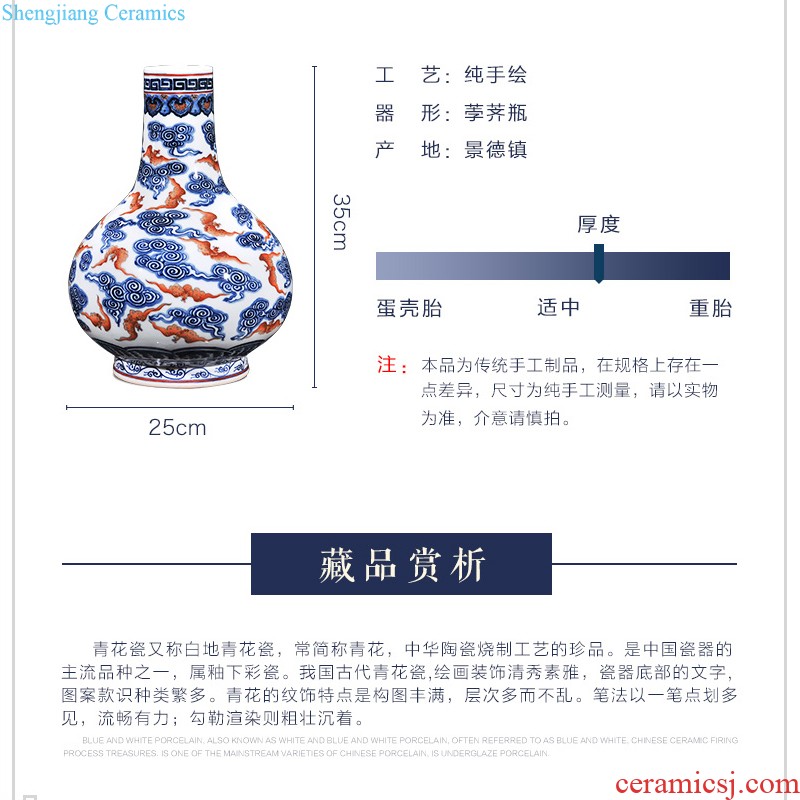 Jingdezhen ceramics hand-painted famille rose flower vase sitting room porch Chinese TV ark study home furnishing articles