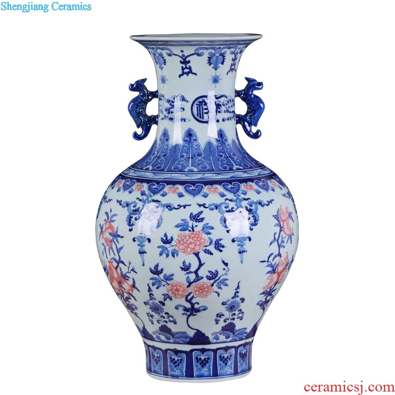 Archaize of jingdezhen ceramics collection furnishing articles The old factory porcelain enamel landscape okho spring flower vase The sitting room decorate