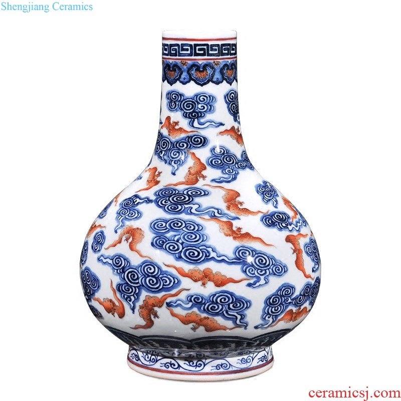 Jingdezhen ceramics hand-painted famille rose flower vase sitting room porch Chinese TV ark study home furnishing articles