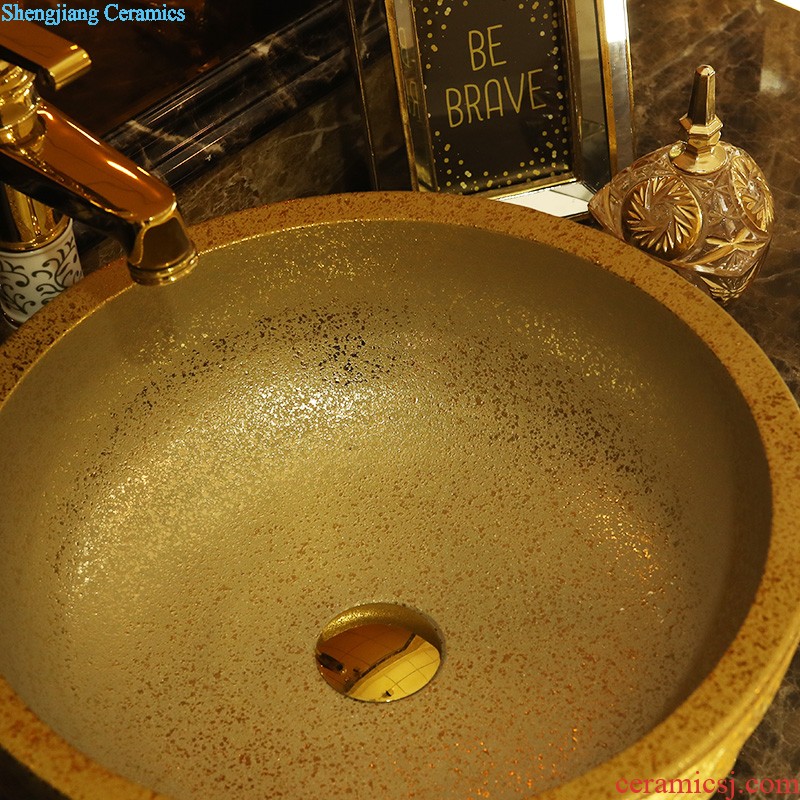 Gold cellnique ceramic face basin bathroom sink basin bathroom sinks rectangle sink on green qing