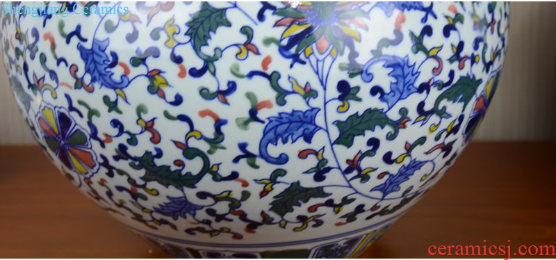 Jingdezhen ceramics general pot of large storage tank with cover Chinese style household soft adornment furnishing articles sitting room