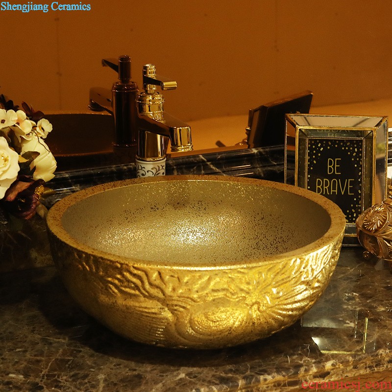 Gold cellnique ceramic face basin bathroom sink basin bathroom sinks rectangle sink on green qing