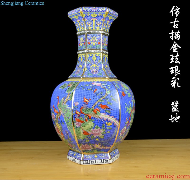 Jingdezhen chinaware paint colored enamel vase sitting room of Chinese style restoring ancient ways porch large home furnishing articles