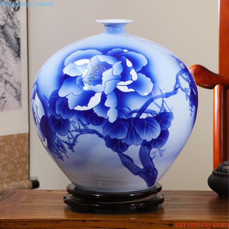 Jingdezhen glaze color hand-painted under blue and white porcelain vases, ceramic flower arranging device design of Chinese style household decorates sitting room furnishing articles