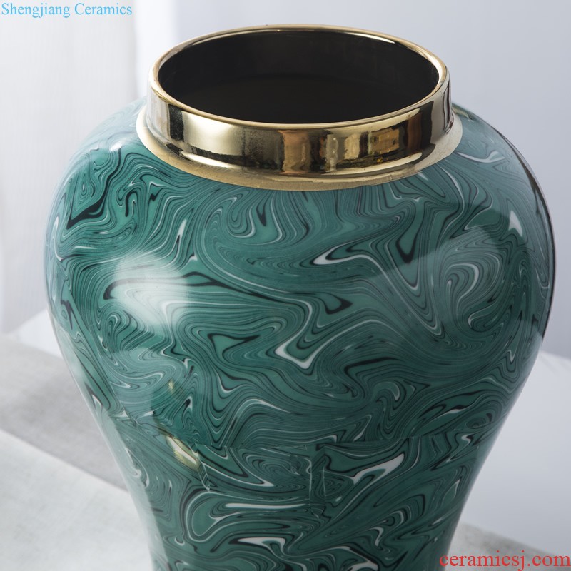 Jingdezhen ceramics celadon vase carving flower arrangement sitting room home pottery soft adornment restoring ancient ways furnishing articles