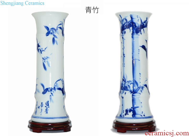 Jingdezhen ceramic blue and white porcelain vase furnishing articles sitting room of Chinese style restoring ancient ways is the dried flower arrangement home home decoration