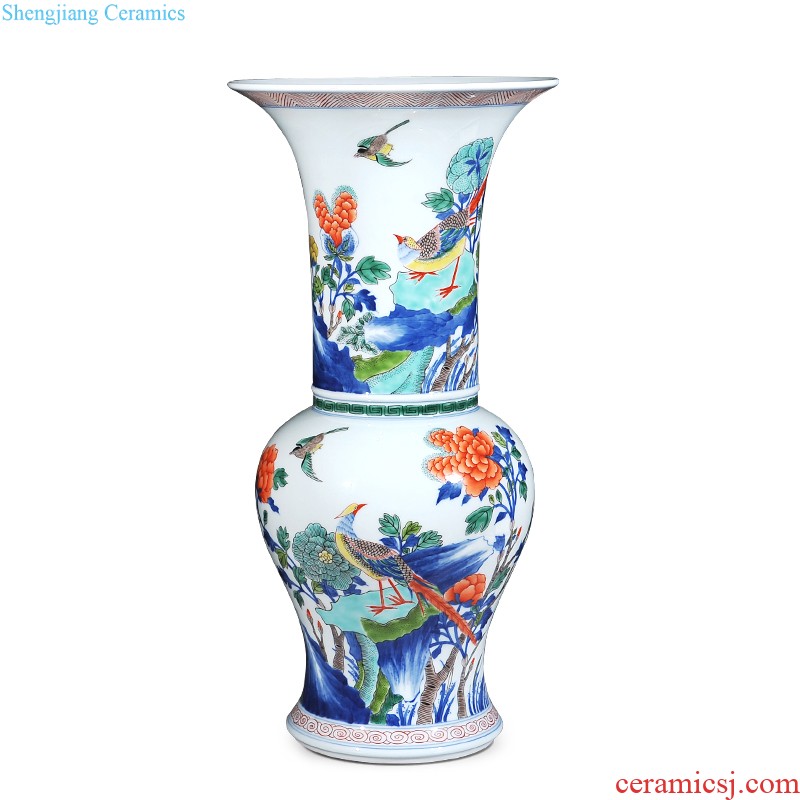 Jingdezhen imperial kiln chinaware archaize pastel yellow to blue and white fold branch flowers and mei bottles of sitting room adornment collection furnishing articles