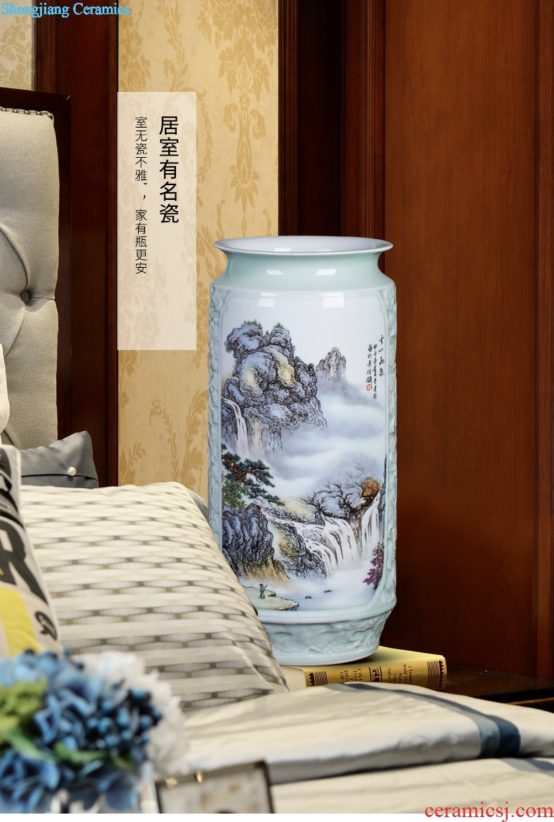 Jingdezhen ceramics vase sitting room place famous master hand draw pastel rich ancient frame home decoration decoration