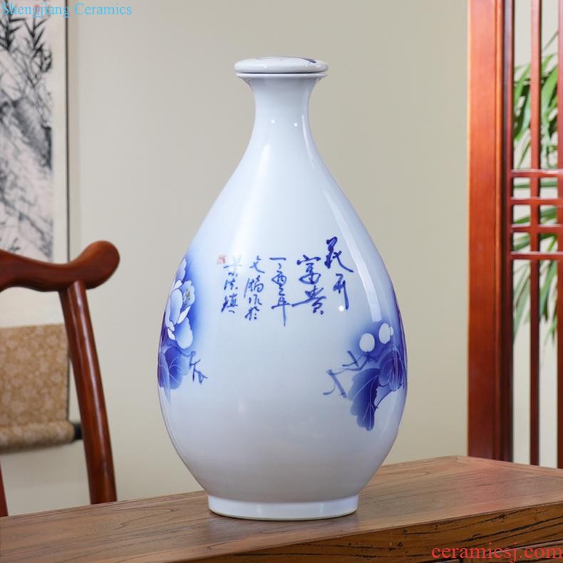 Jingdezhen ceramics hand-painted blue and white porcelain vase general storage jar jar of furnishing articles of new Chinese style household ornaments