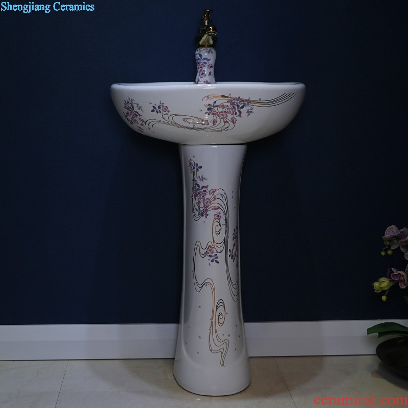 Gold cellnique ceramics column type lavatory pillar lavabo toilet basin basin of small family pillar