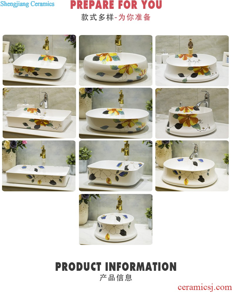 Koh larn, neat square stage basin ceramic lavabo that defend bath lavatory art basin of the basin that wash a face Blue and white