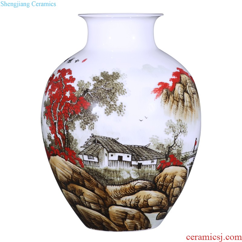 Jingdezhen ceramics vase furnishing articles sitting room ground vase large-sized hand-painted porcelain hotel club house sitting room adornment